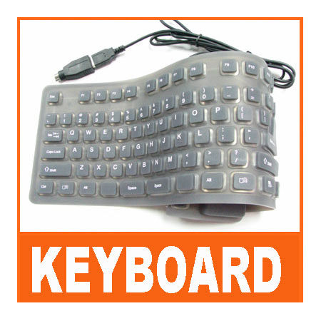 USB 109K FLEXIBLE SILICONE PS2 KEYBOARD WASHABLE FOR PC