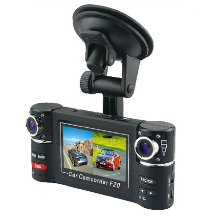 New Dual Camera 720P Two Channels Car Video Audio Recorder DVR Motion Detect F20