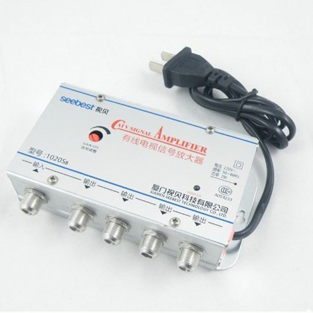 4 OUTPUT CATV Cable TV Broadband Signal Amplifier AMP Video Booster Splitter 220V