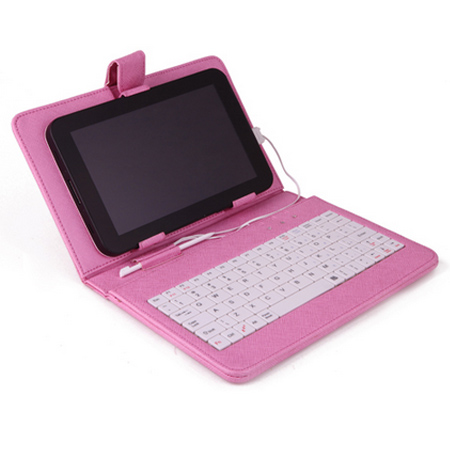 Hard Cover Case with USB Keyboard for 7” Tablet PC PDA Android Pink