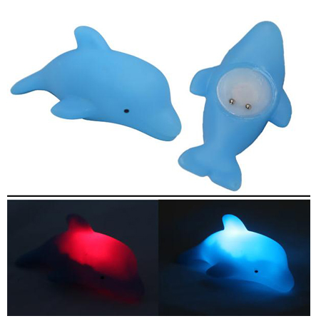 Baby Child Kids Kid Bath Toy LED Flashing Dolphin 

Light Bulb Colorful Decor Lamp