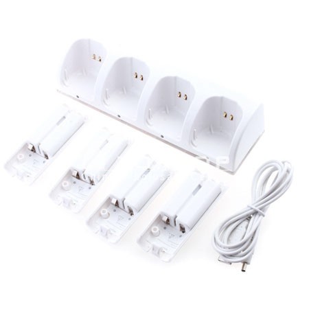 4 battery &Charger Dock Station for Nintendo Wii Remote