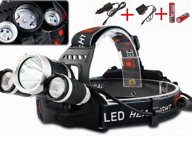 5000LM 3x XM-L T6 LED Headlamp HeadLight + Battery + Car Charger