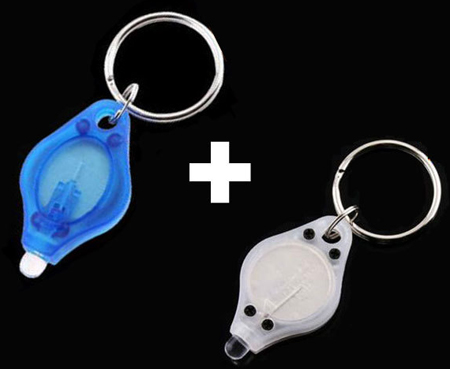 2x NEW Mini LED Light Torch Key Ring Flashlight Keychain Blue+ 

White