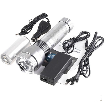 2000 Lumens HID Xenon Flashlight Spotlight Tactical Rechargeable Torch Silver