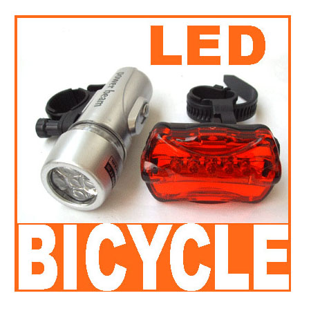 5 LED Bicycle Bike Front and Rear Flash Light Lamp Set