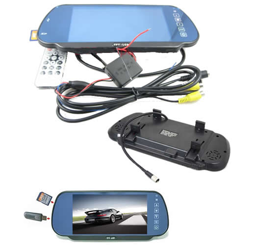 7-inch Touch screen LCD MP4 Rearview Mirror + USB,SD Port 