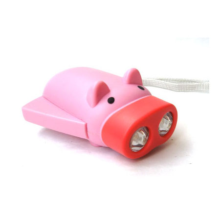 WIDN-UP DYNAMO PINK PIG 2 LED FLASHLIGHT TORCH LAMP