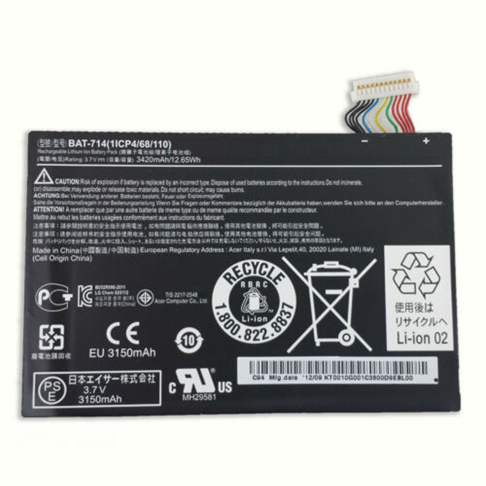 B 3420mAh/12.65WH 3.7V batterie