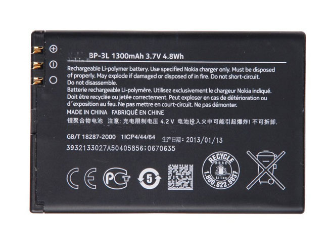 B 1300mAh 4.8Wh 3.7V batterie