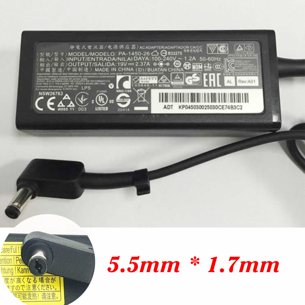 72 100-240V ~ 1.2A 50-60Hz 19V - 2.37A 45W
 batterie