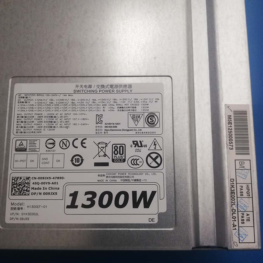 Dell 100-240V 50-60Hz 14A 1300W batterie