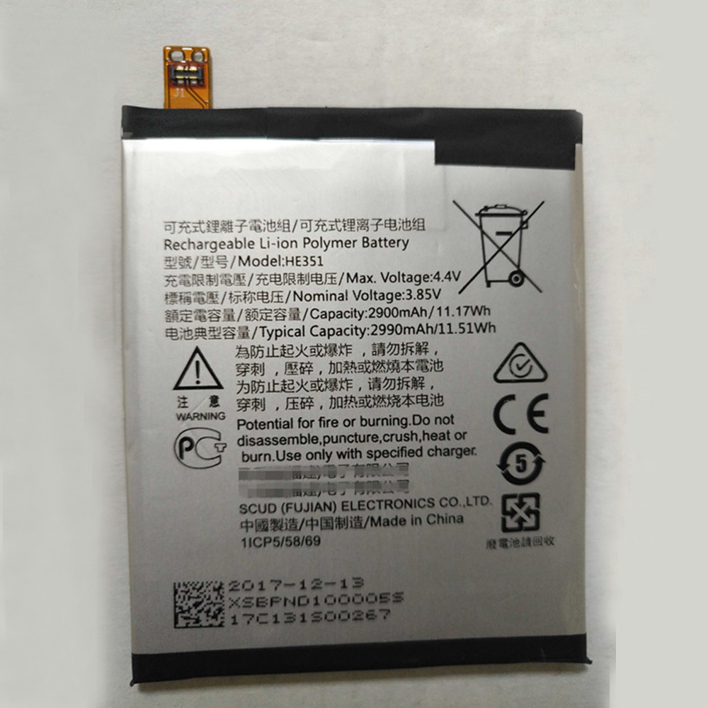 A 2900mAh/11.16WH 3.85V/4.4V batterie