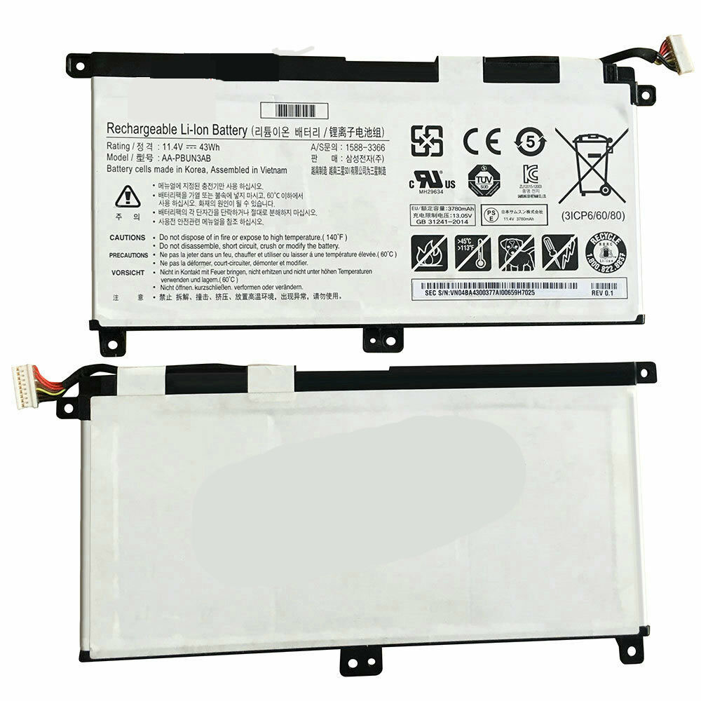 A 3780mAh/43WH 11.4V/13.05V batterie