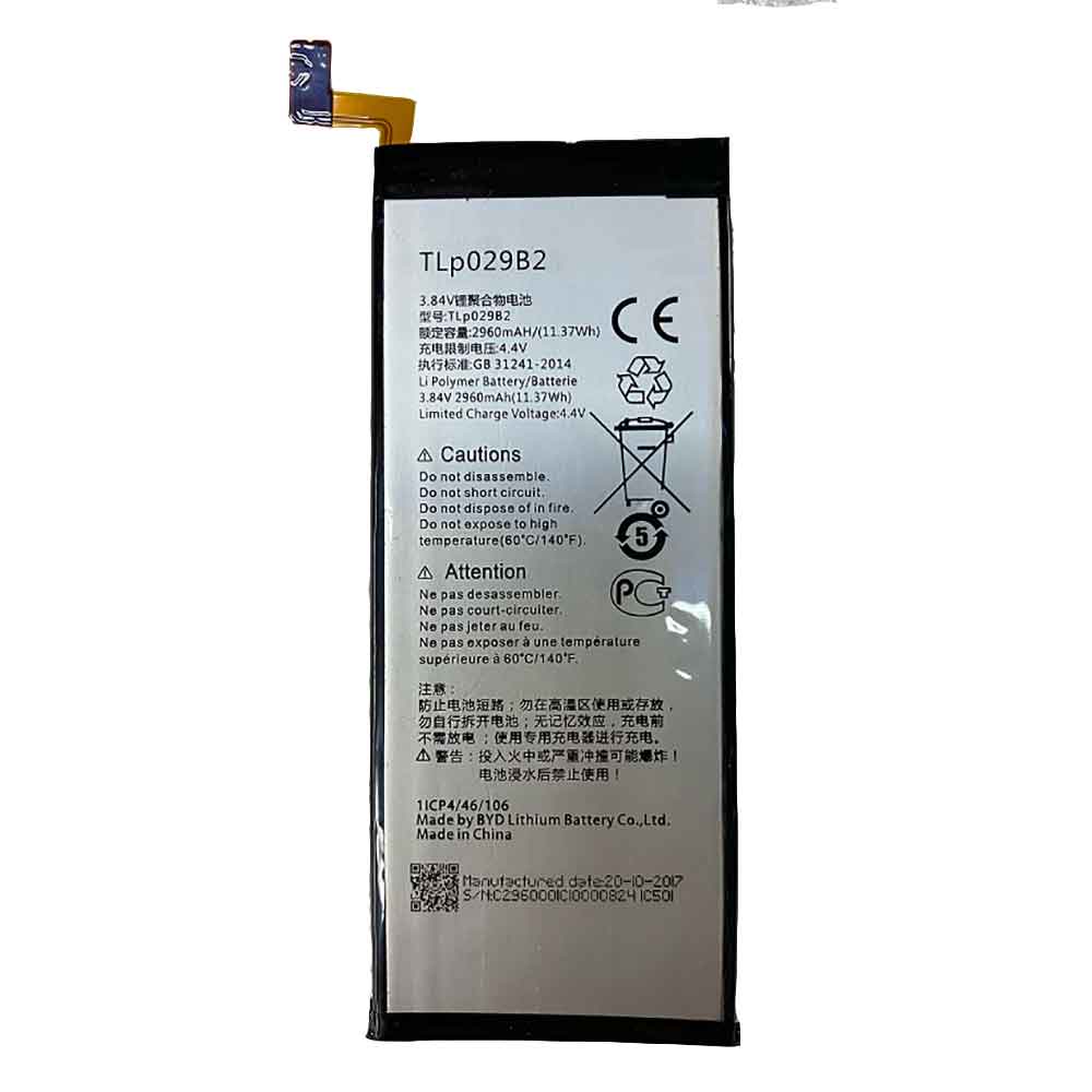 TLp029B2 2960mAh 11.37WH 3.84V 4.4V batterie