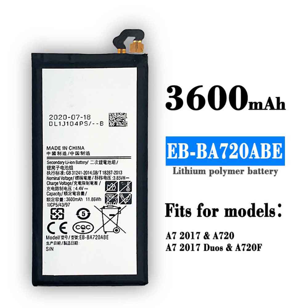 B 3600mAh/11.86WH 3.85V 4.4V batterie